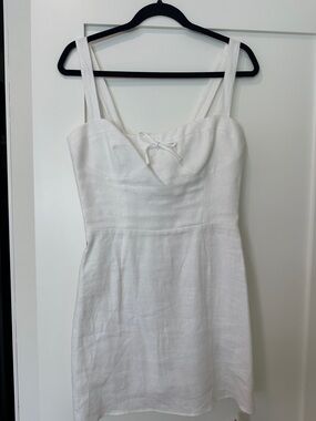 Reformation White Linen Tie-Front Mini Dress